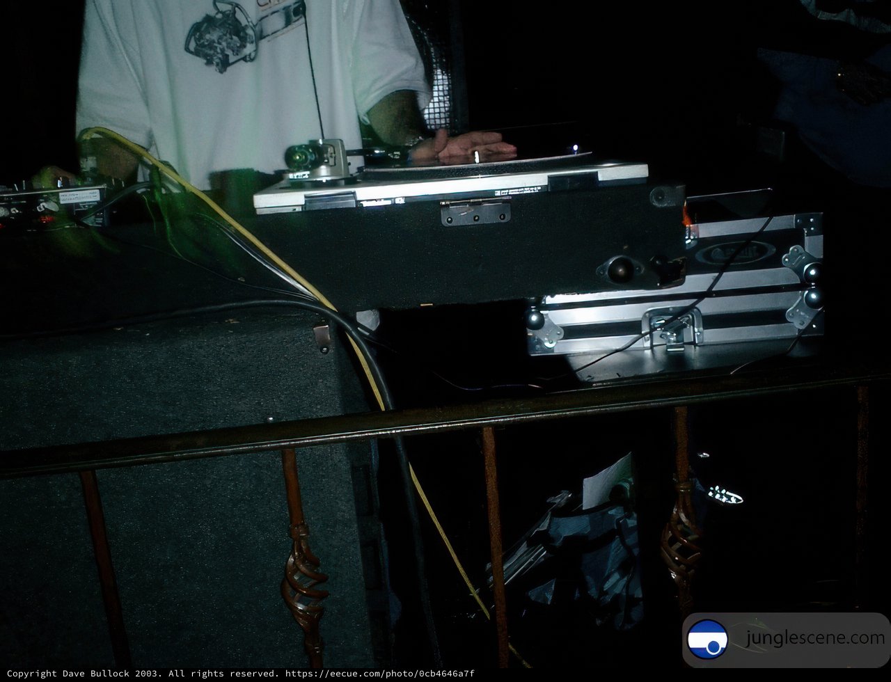DJ Turntable Set in a Dark Room