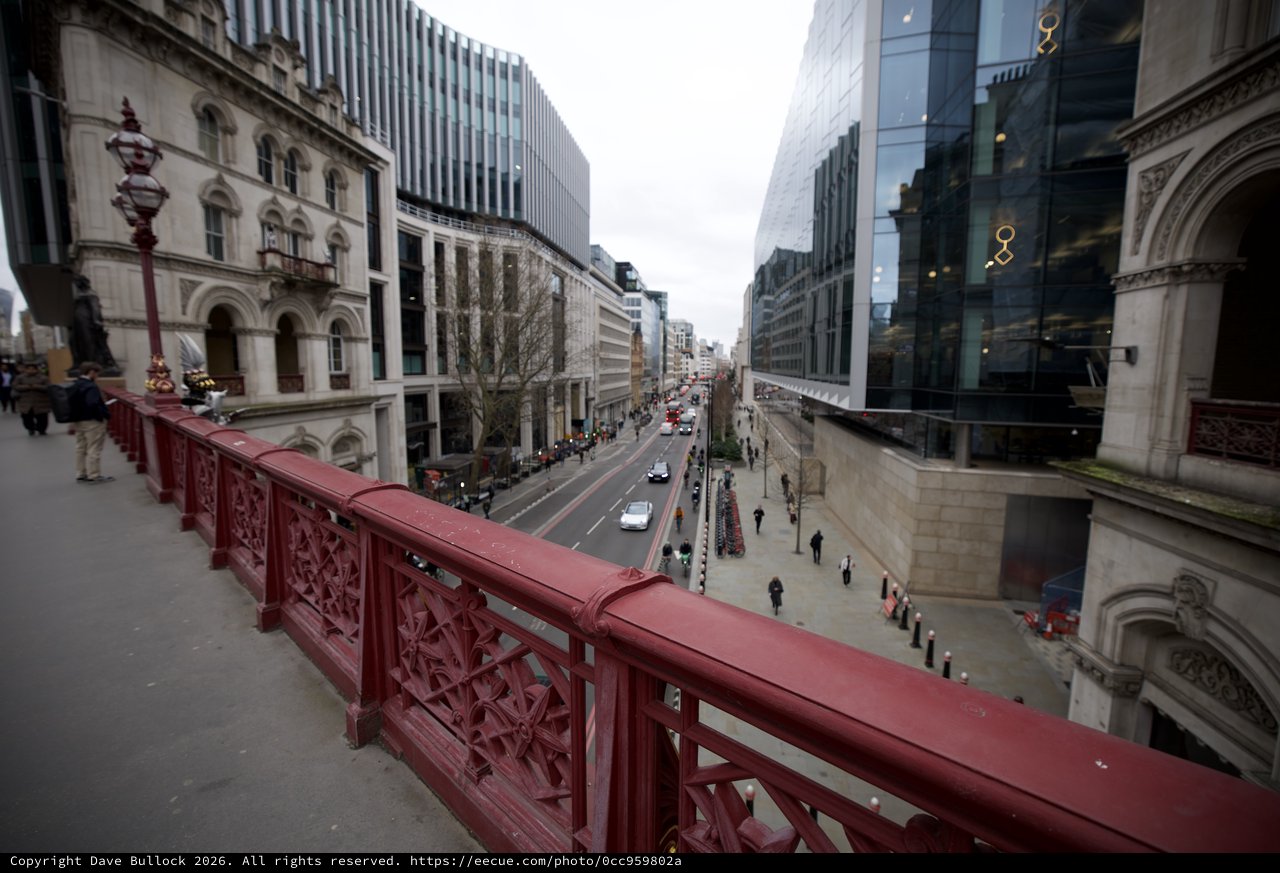 Red Bridge Overlooking London Street Scene