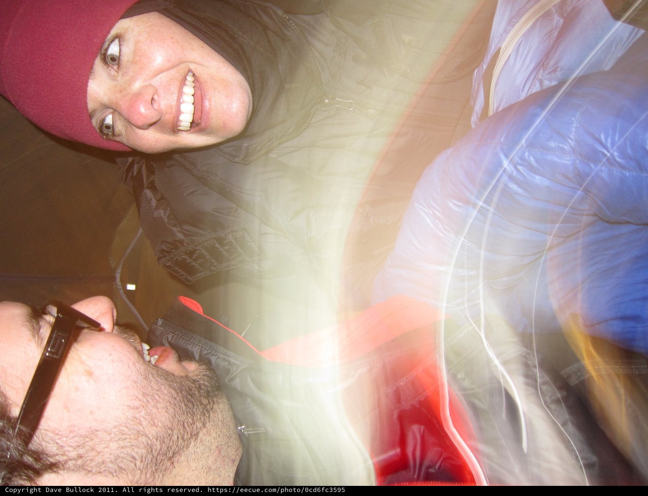 Two Friends Laughing Together in the Night