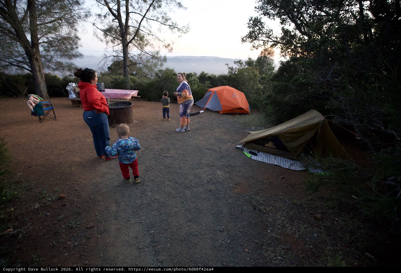 Family Camping at Dusk on Mount Diablo