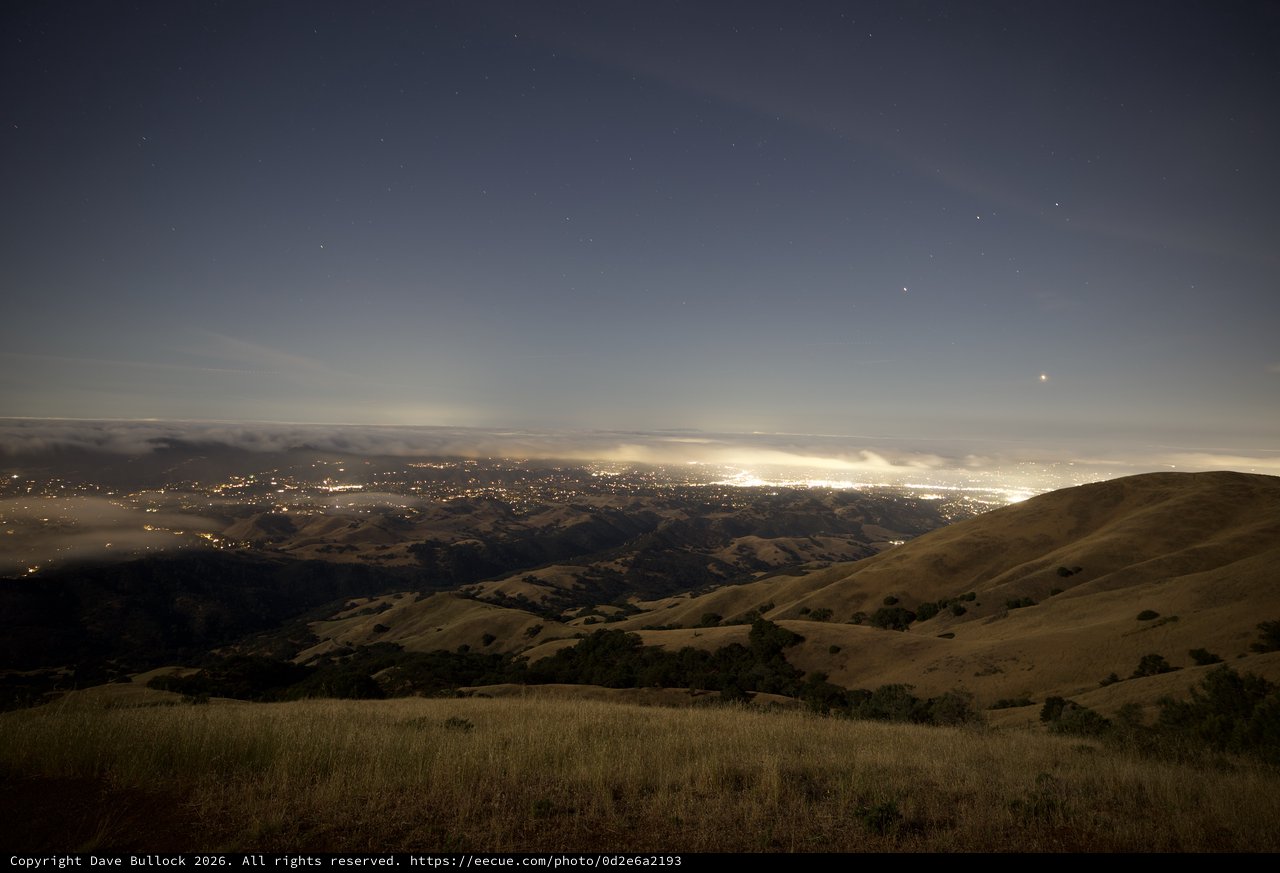 Silicon Valley Glow Beneath Fog From Mount Diablo