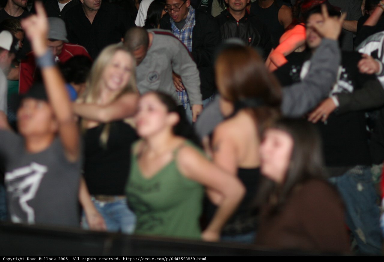 One dancer stands out in a crowd at a concert