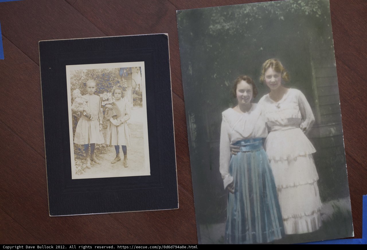 Two Women in Elegant Dresses with Their Portrait