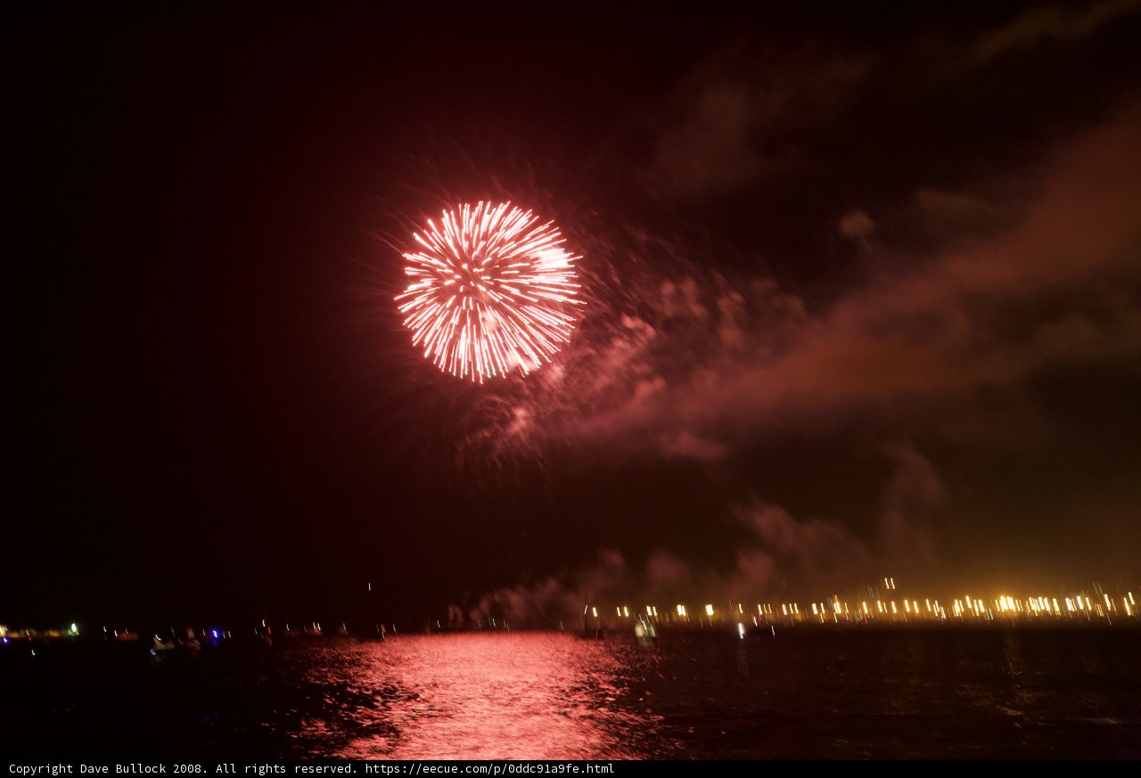 Spectacular Fireworks Display over the Water