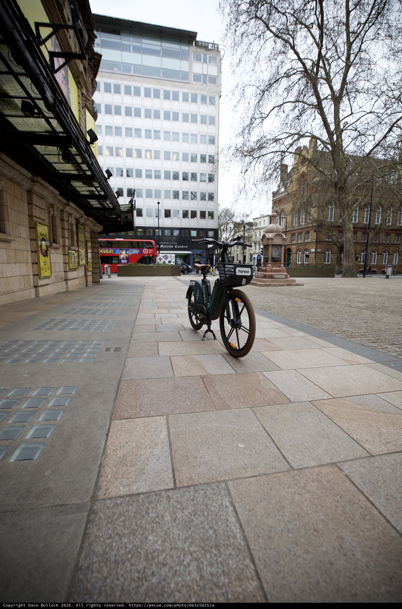 Solitary E-Bike in Empty London Plaza