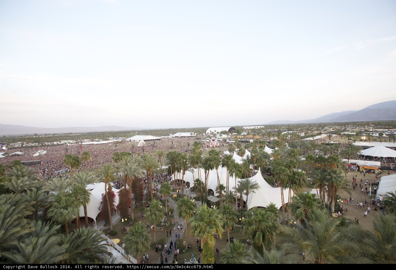 Aerial View of Summer Festival with Palm Trees