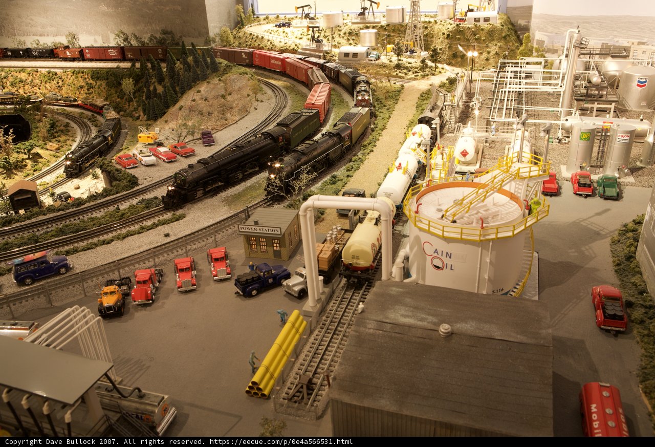 Miniature Train Set in a City Diorama