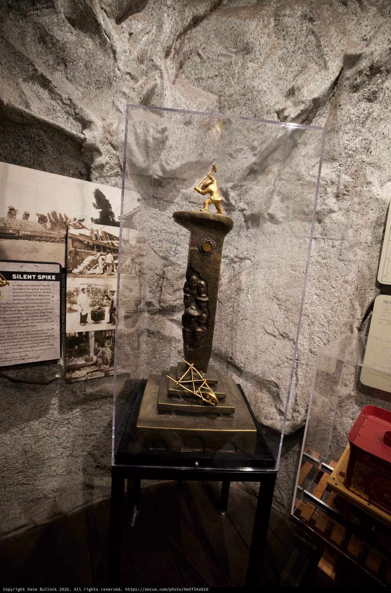 Golden Spike Monument Display in Museum Cave Setting