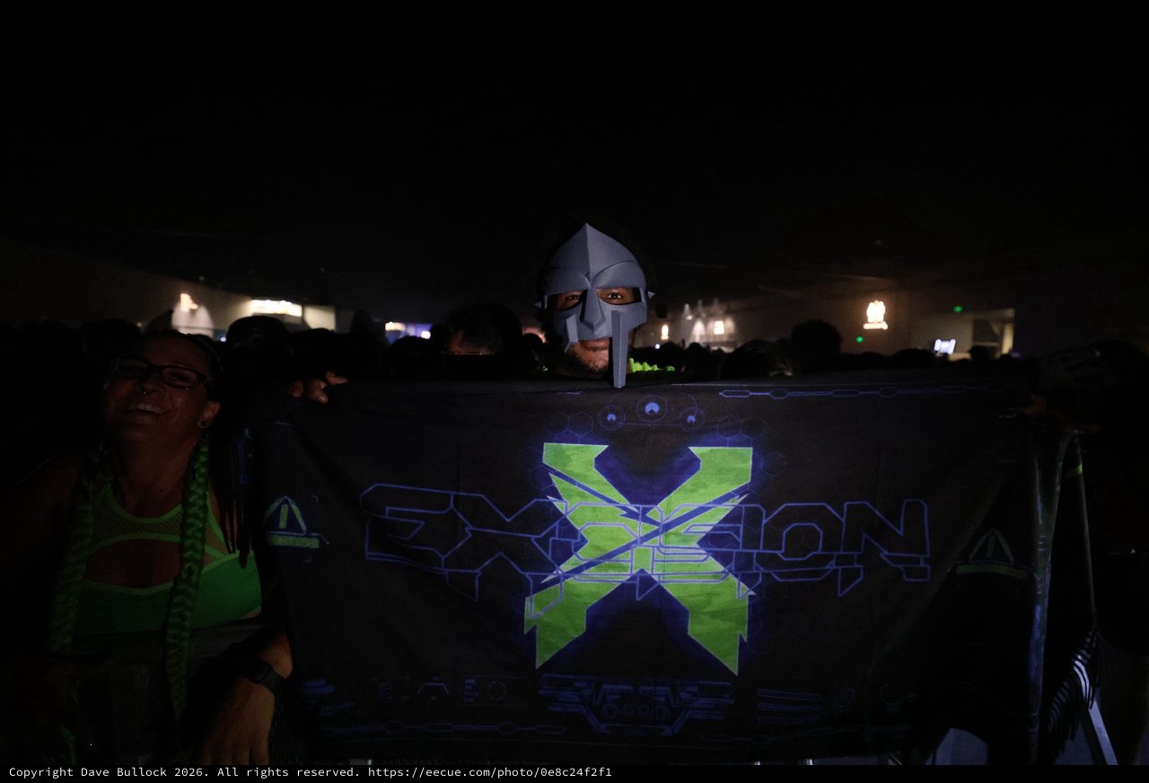 Excision Fan in MF DOOM Mask at Wobbleland Festival