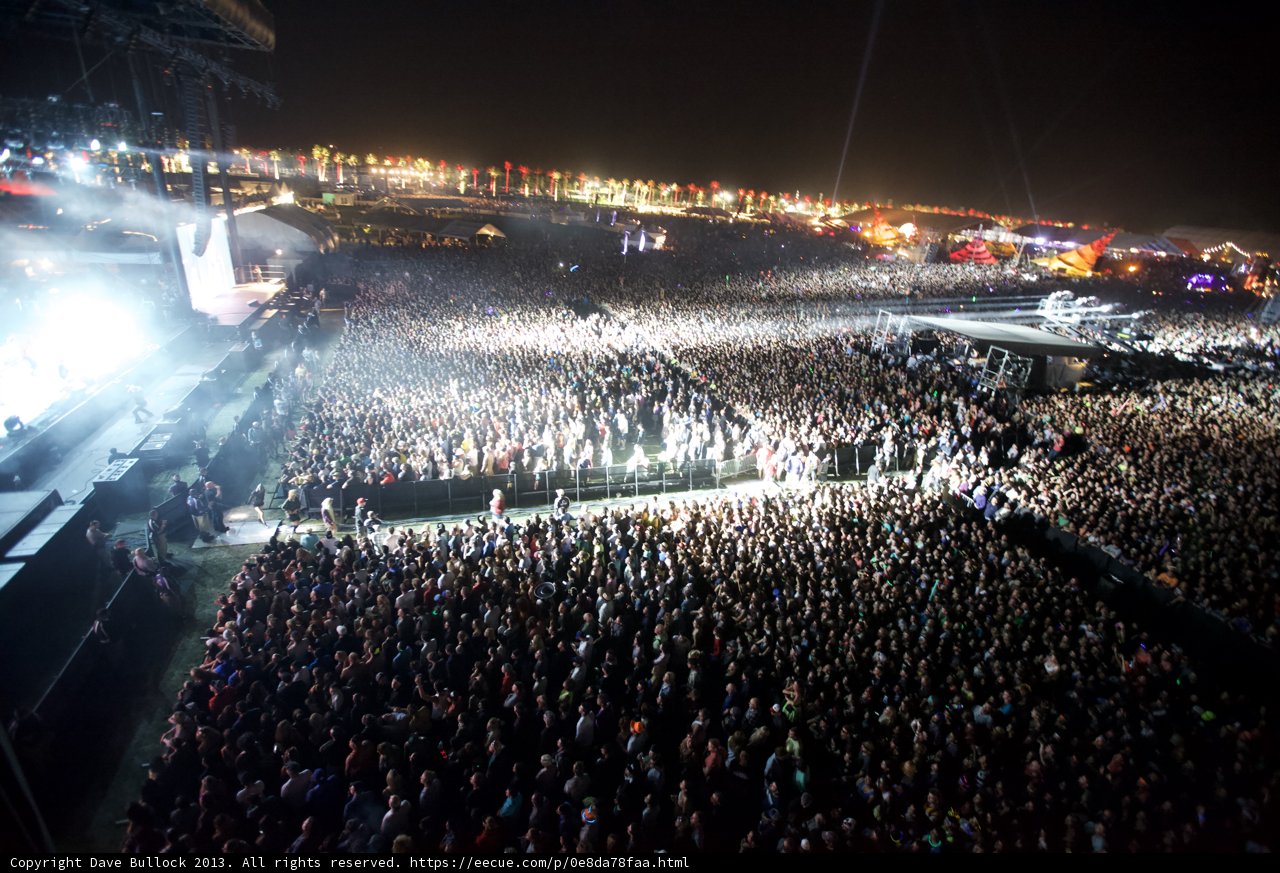 Nighttime Crowd at Coachella Music Festival