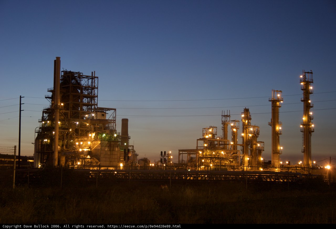 Illuminated Refinery at Dusk