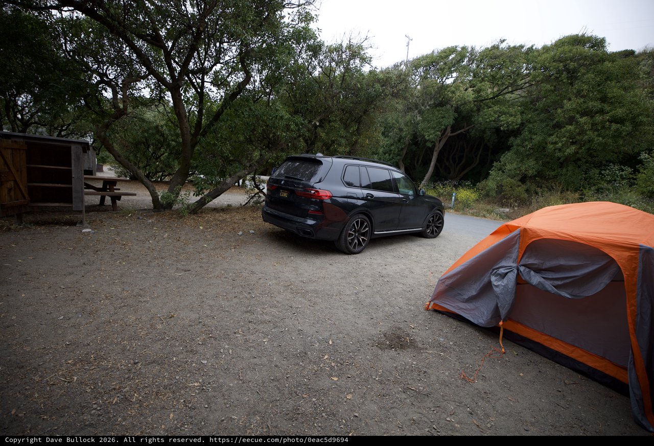 Luxury SUV Camping Getaway Among Coastal Trees