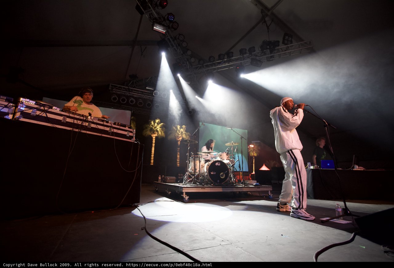 White-clad performer on Coachella stage