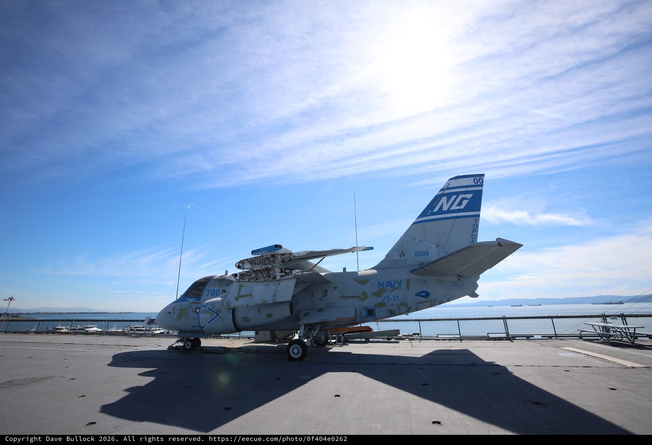US Navy S-3 Viking Aircraft on USS Hornet Deck