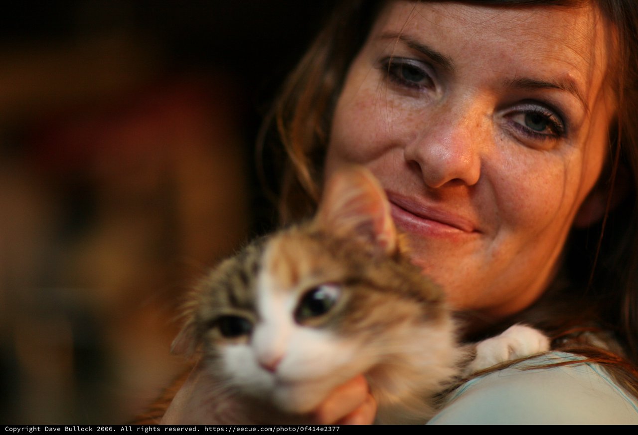 Woman and Kitten Share a Tender Moment