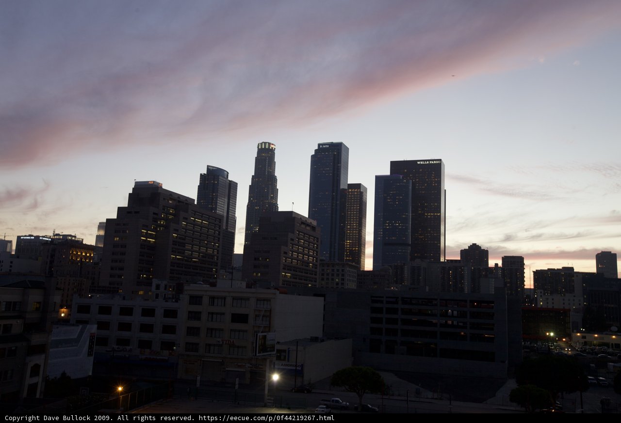 Sunset over the Los Angeles skyline