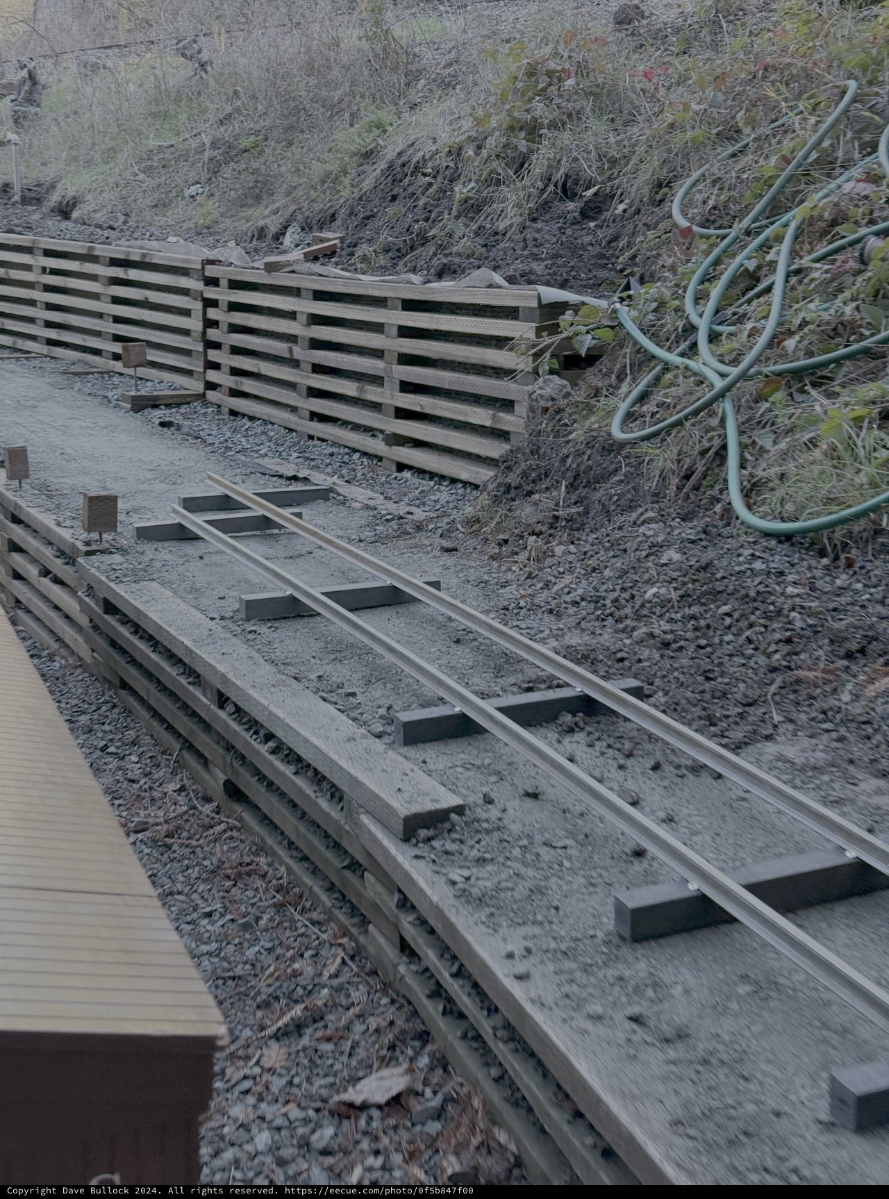 Railway Construction Site with Wooden Sleepers