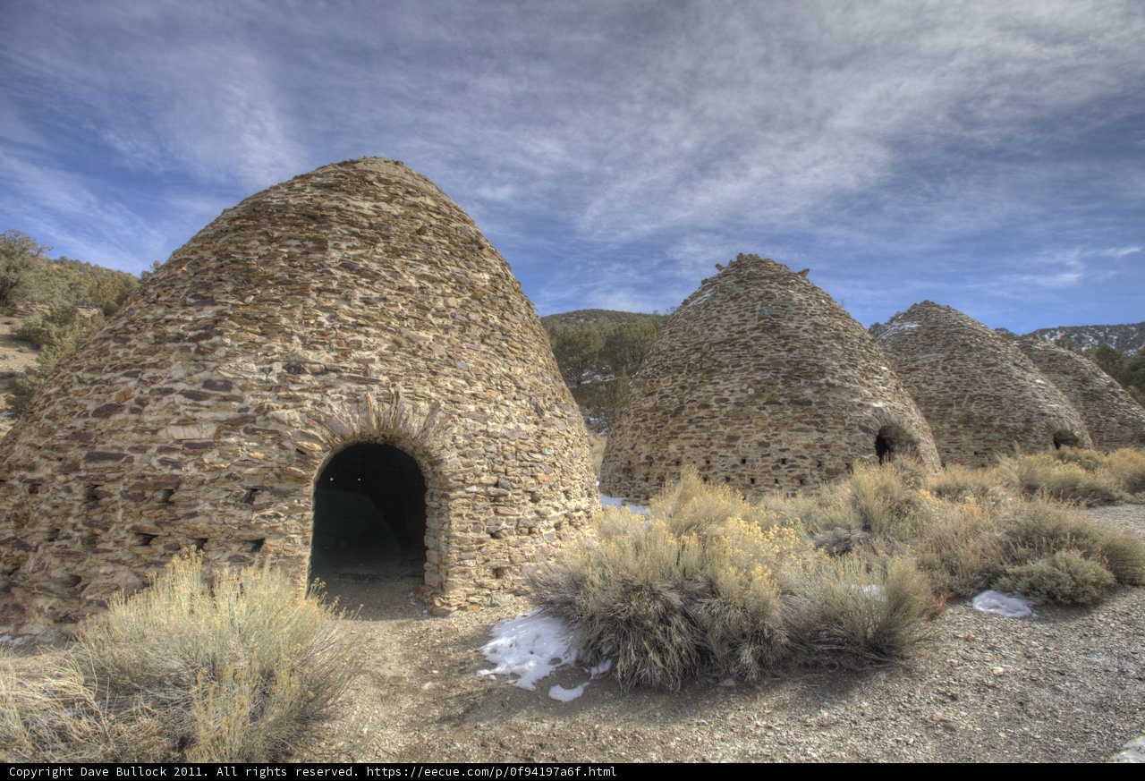 Desert Stone Buildings Covered in Snow