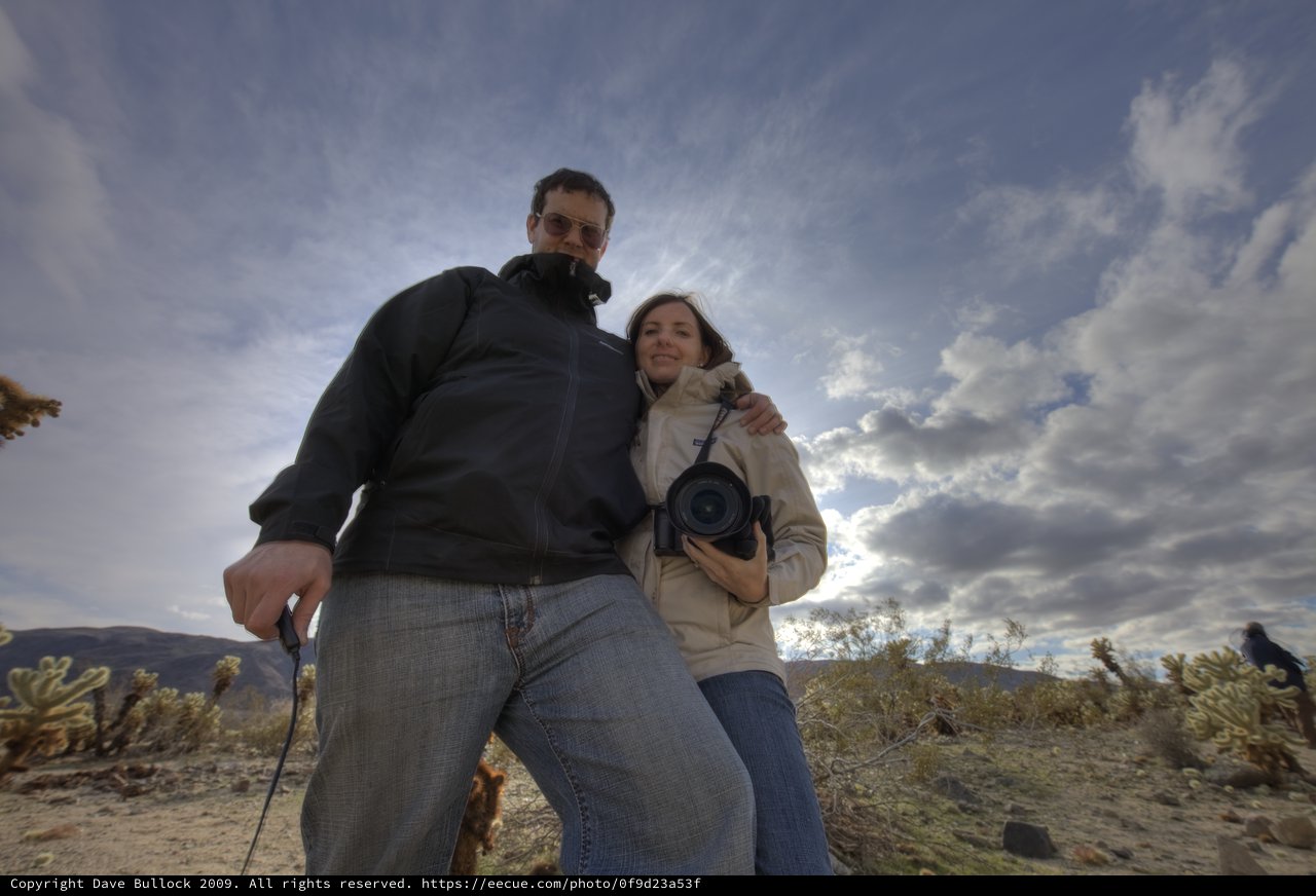 Couple Posing Amid Joshua Tree Desert Landscape