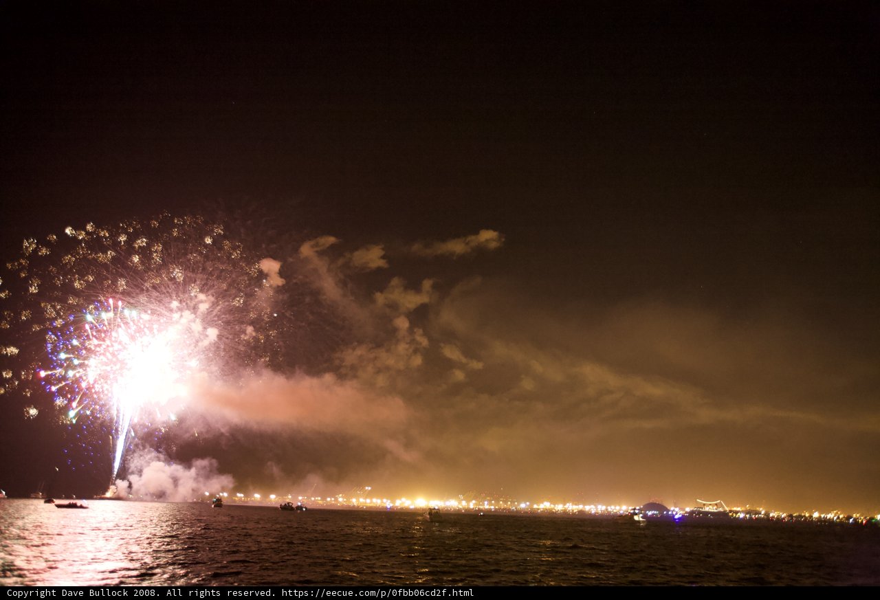 Spectacular Fireworks Display over the Water