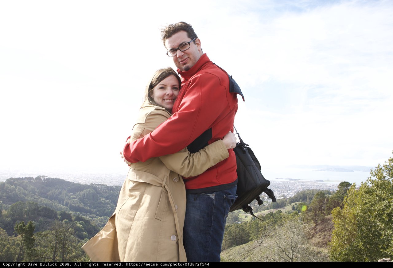 Couple Embracing Atop Berkeley Hills Overlook