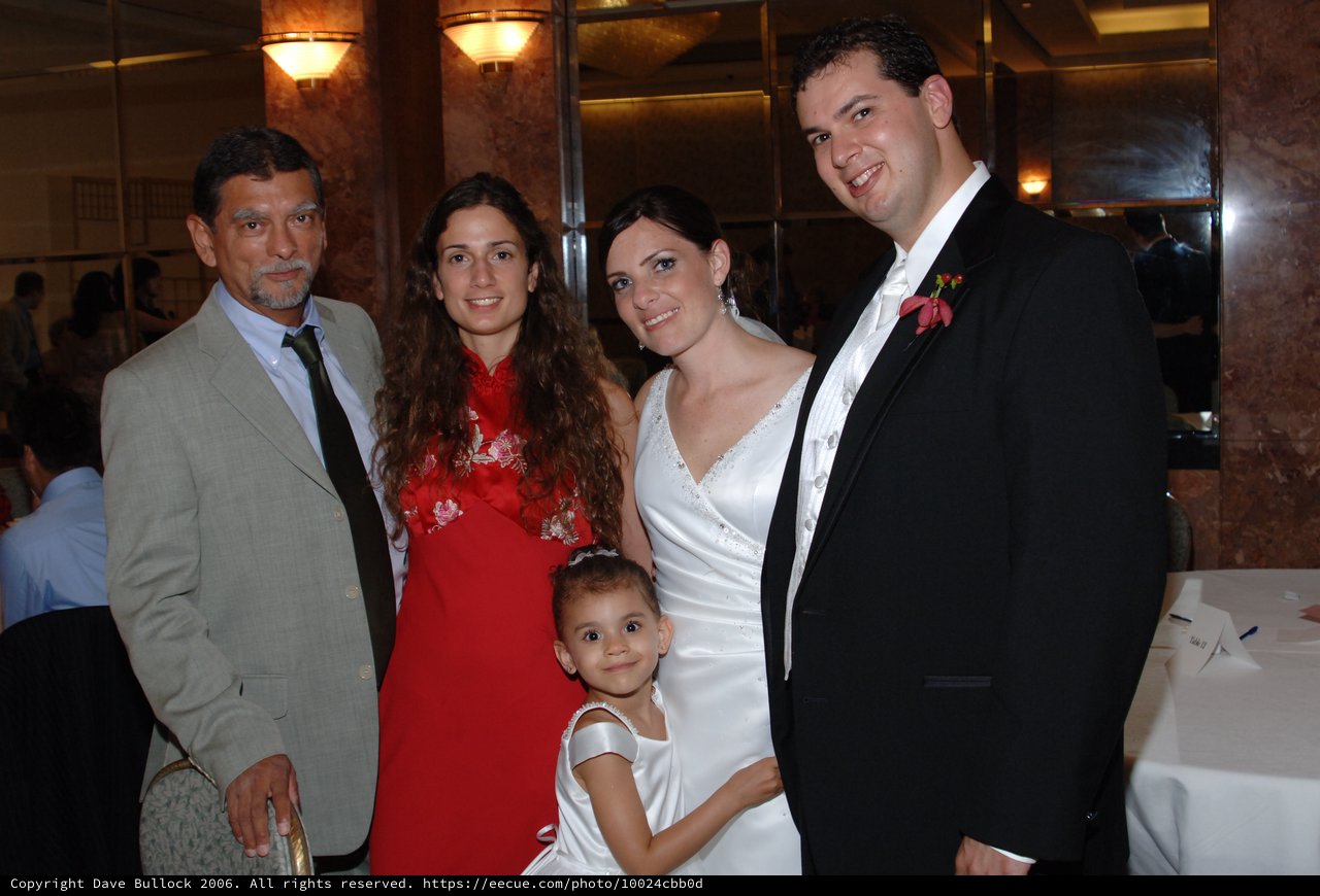 Wedding Reception Family Portrait with Flower Girl