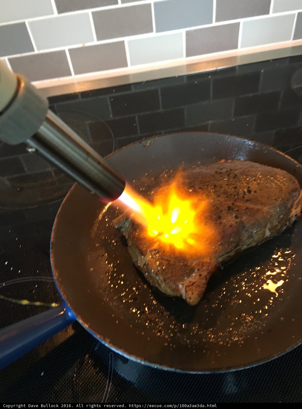 Sizzling Steak in Cooking Pan