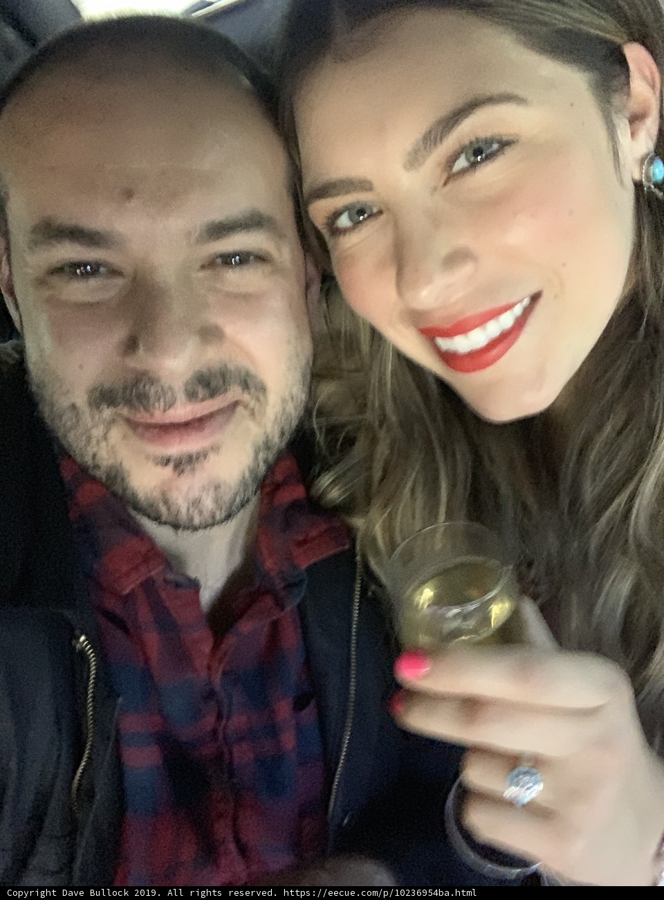 Car Selfie with White Wine