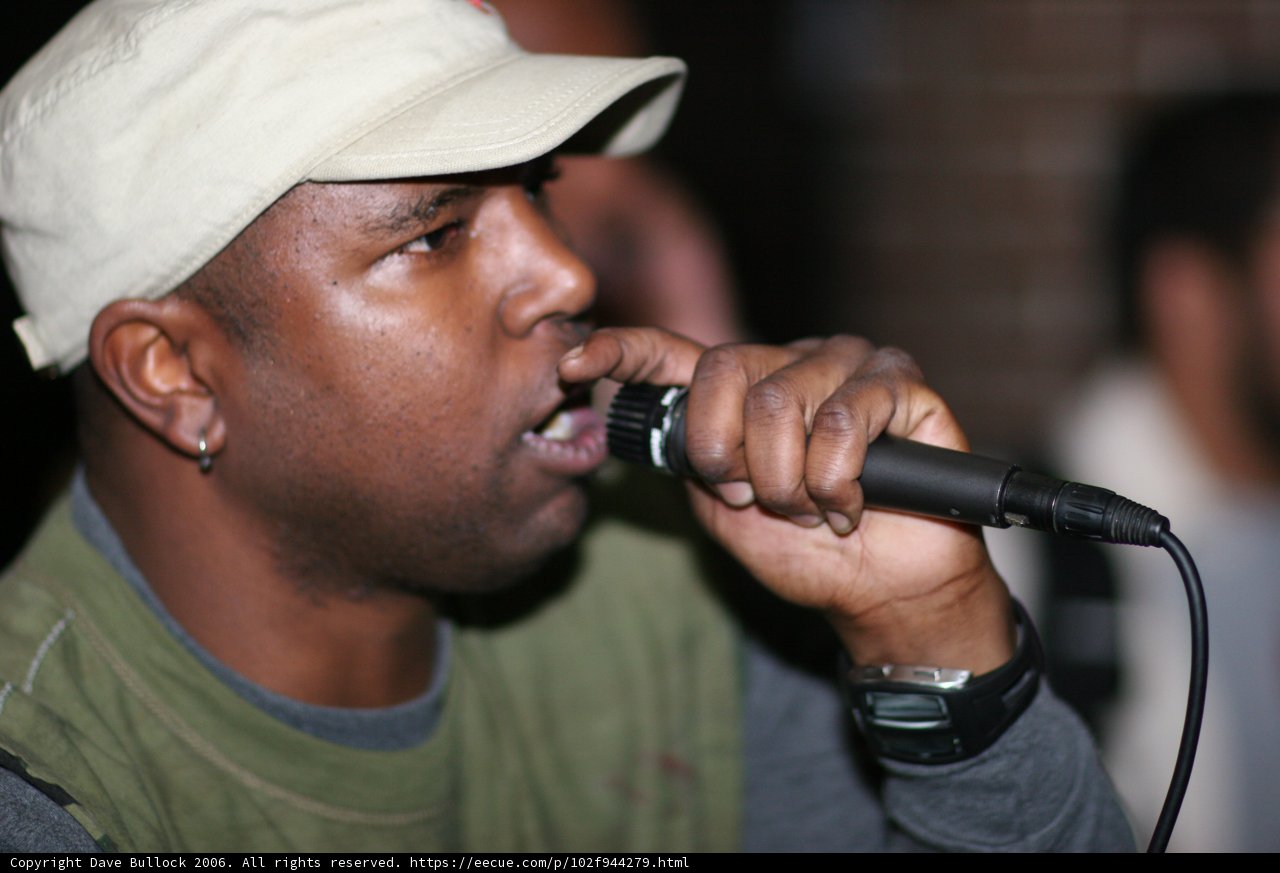 Steve J performs with a cap