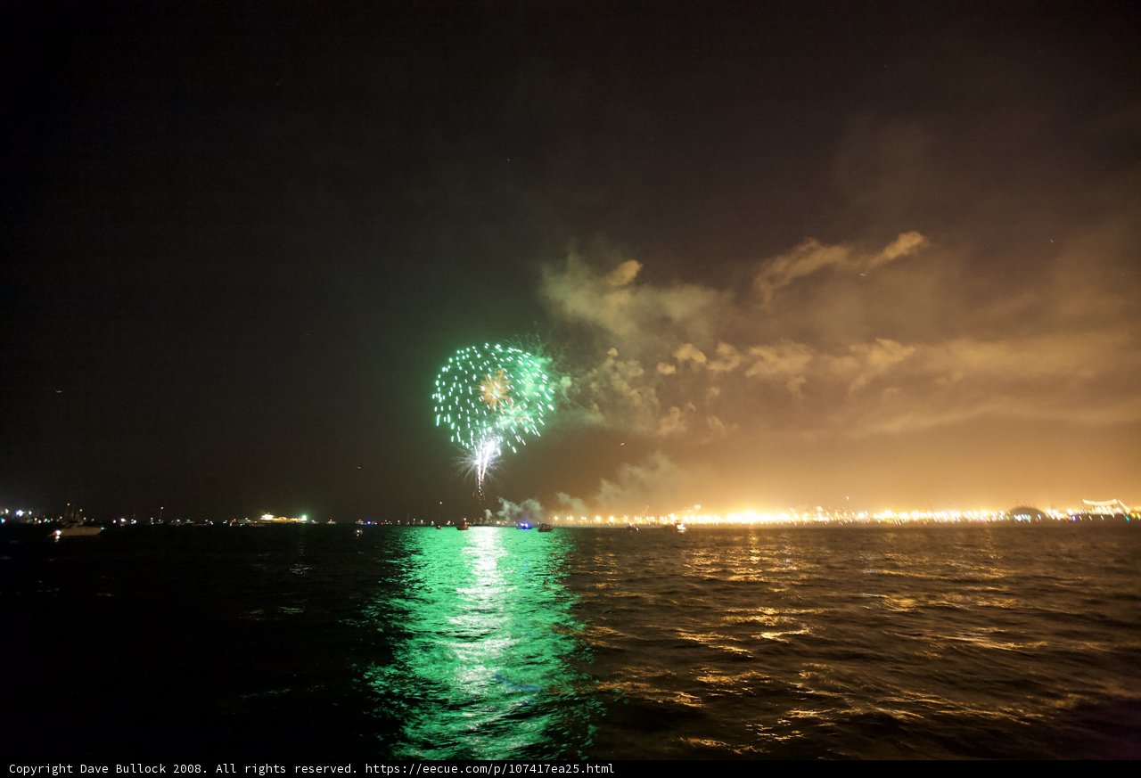 Fireworks Spectacular Reflecting on the Ocean