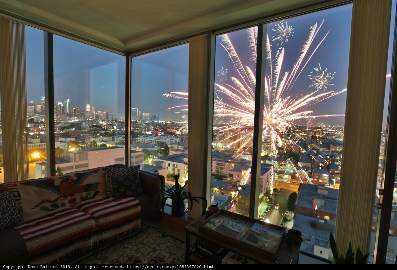 Fireworks Spectacular Over City Skyline