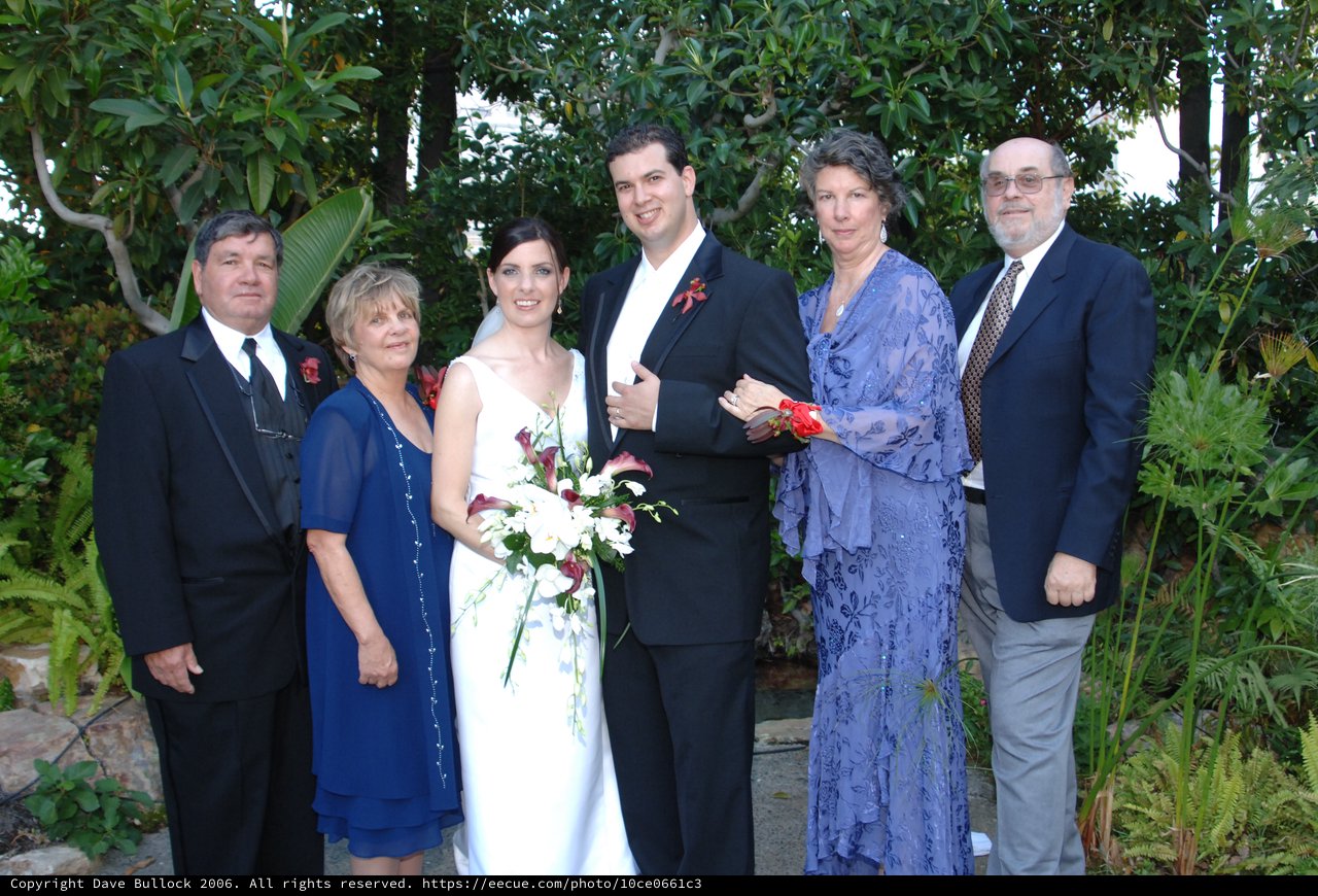 Family Portrait at an Outdoor Garden Wedding Ceremony