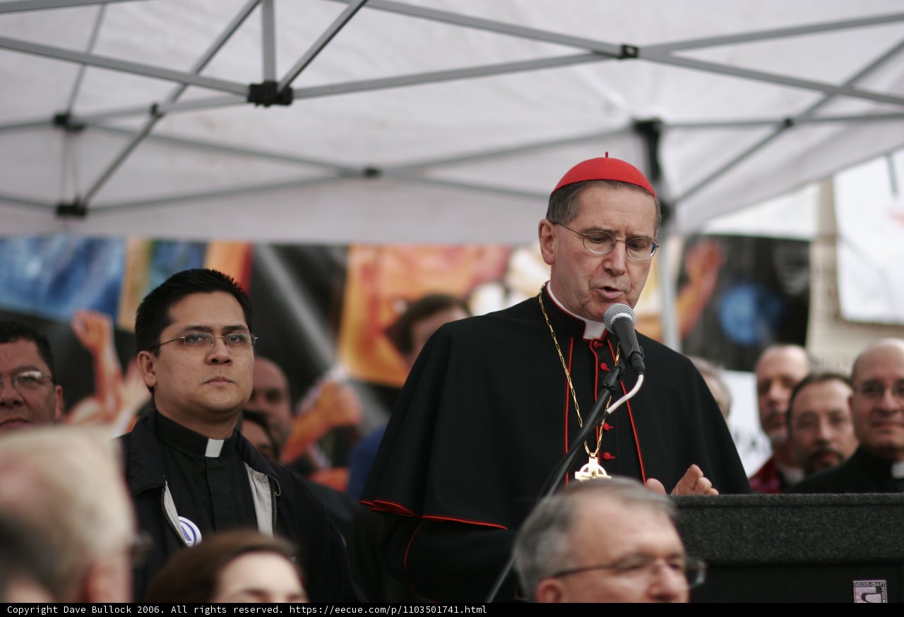 Cardinal Daniel DiNardo speaking at a religious event