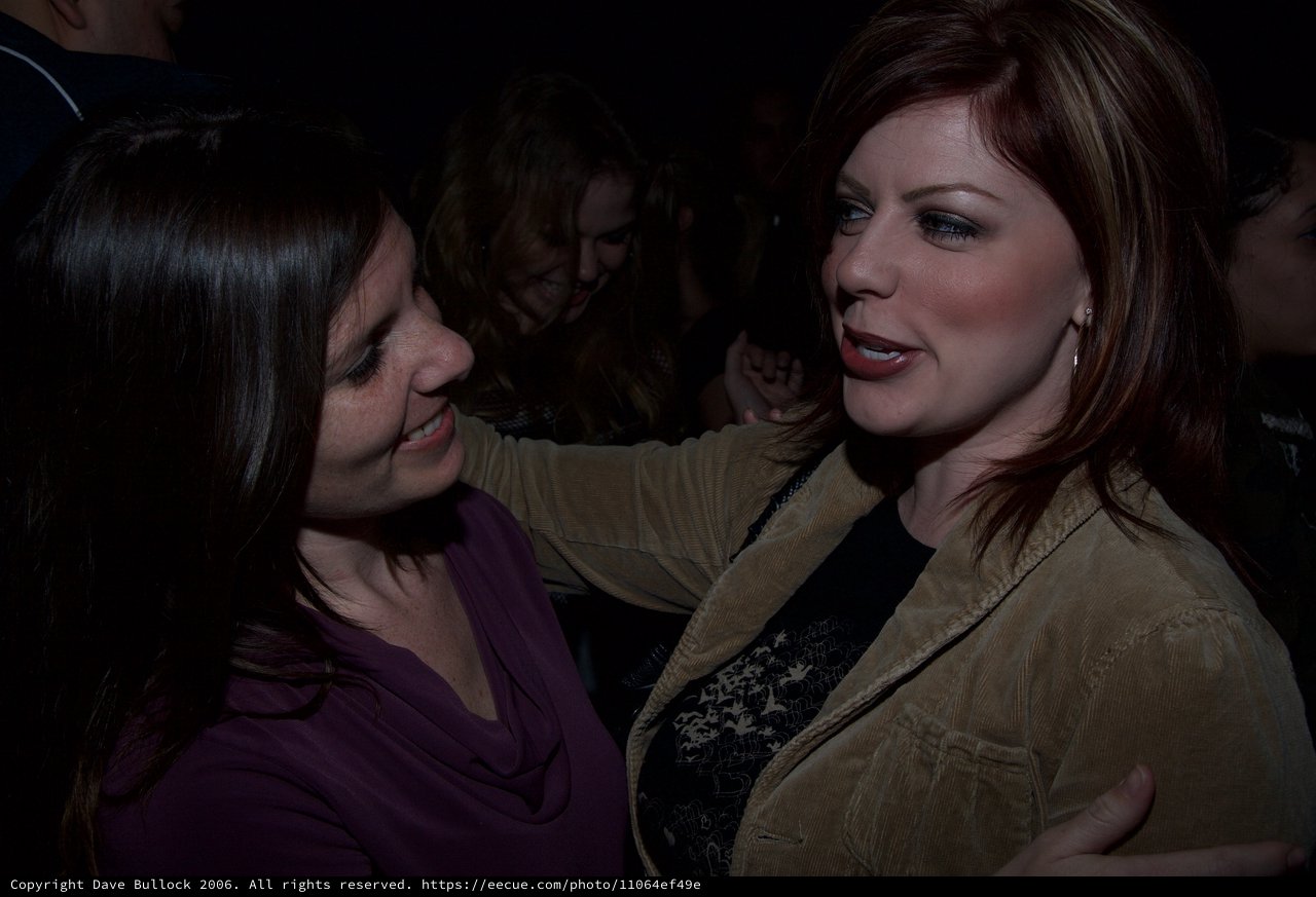 Two Women Sharing a Moment at Nighttime Event