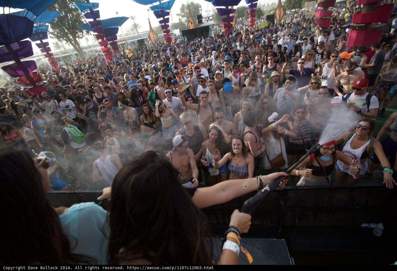 Smoke-filled Crowd at Coachella Music Festival