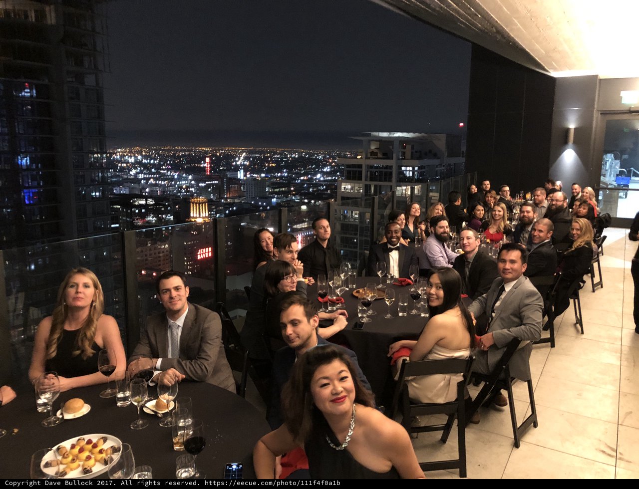 Elegant Rooftop Gala Dinner with City Skyline Views
