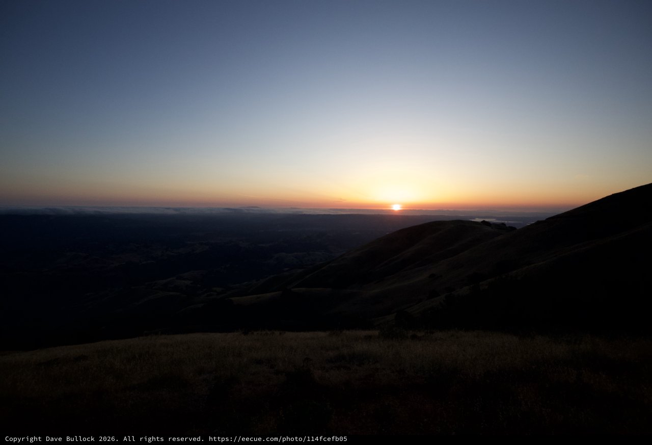 Golden Sunset Fading Beyond the Bay Hills