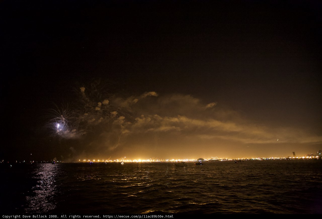 Spectacular Fireworks Display Over the Bay