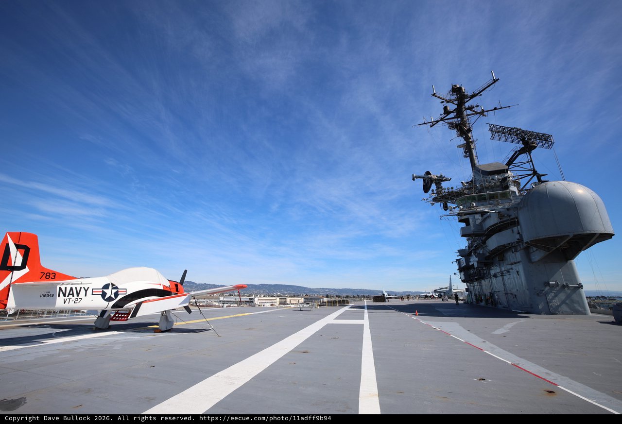 Navy T-28 Trojan on USS Hornet Aircraft Carrier Deck