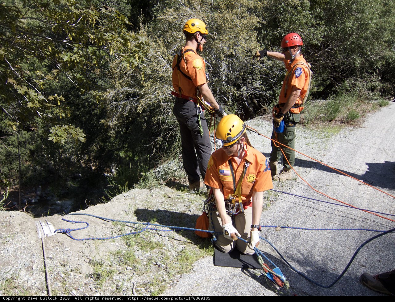 Search and Rescue Team Rappelling Training at Cliff Edge
