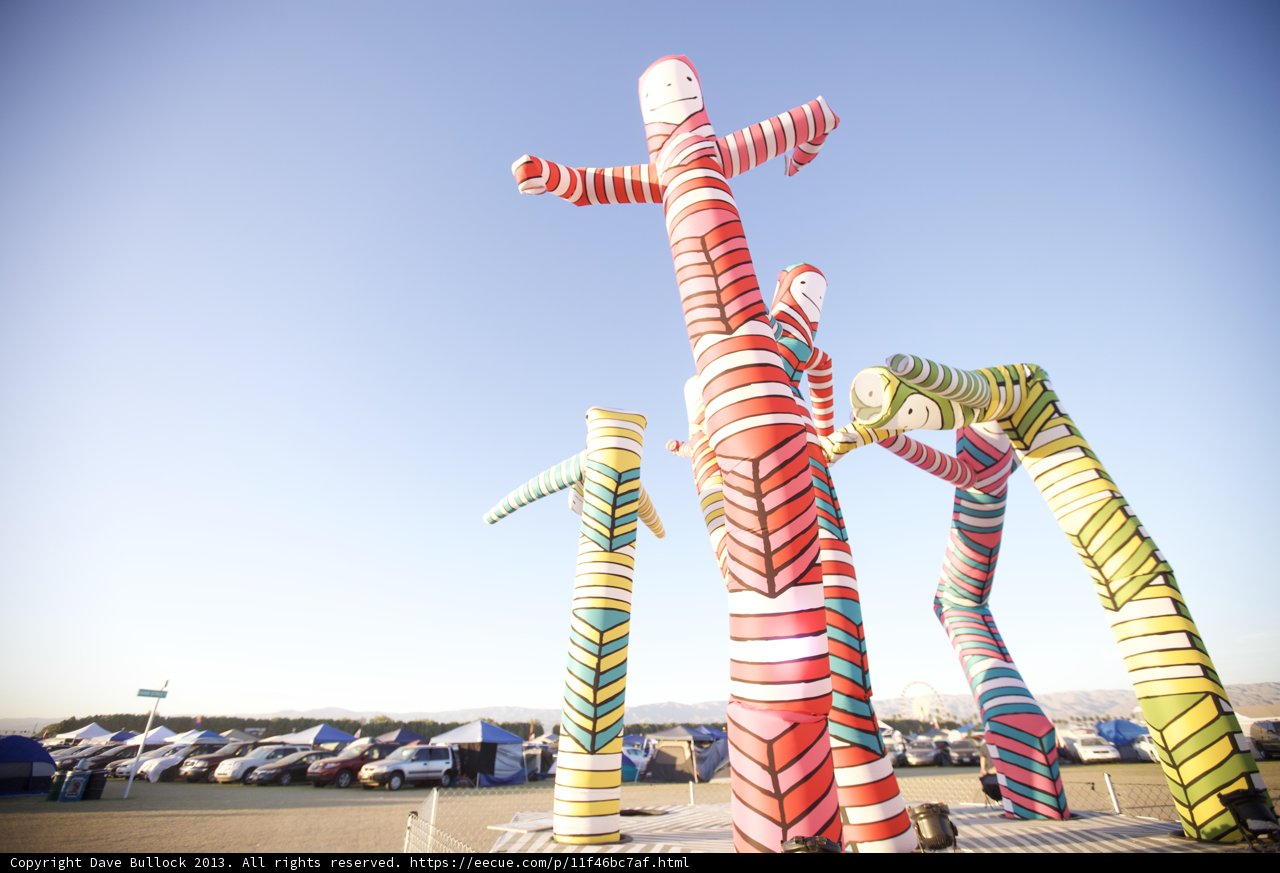Vibrant Sculptures Brighten Parking Lot Scene