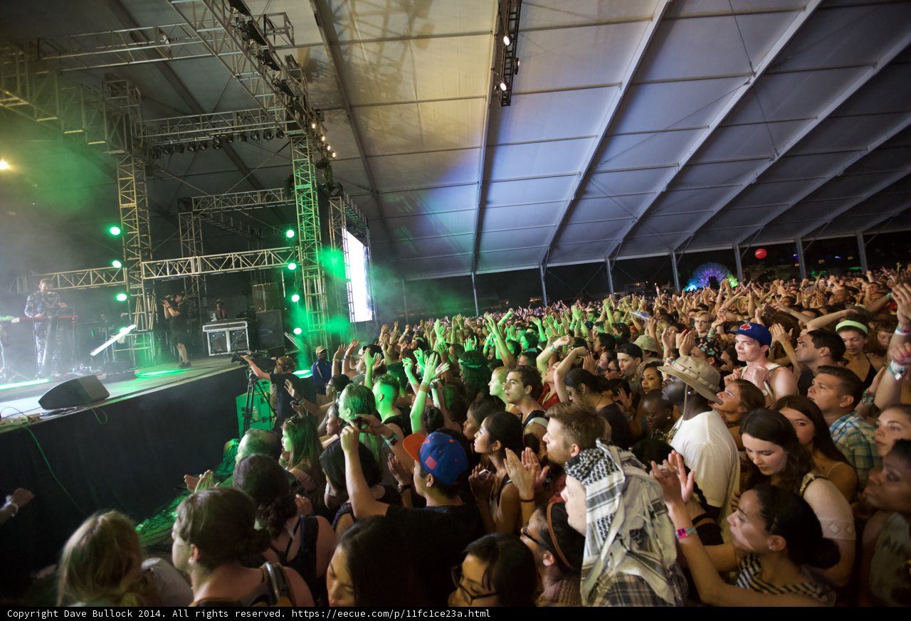 Green-lit Crowd at Coachella Concert