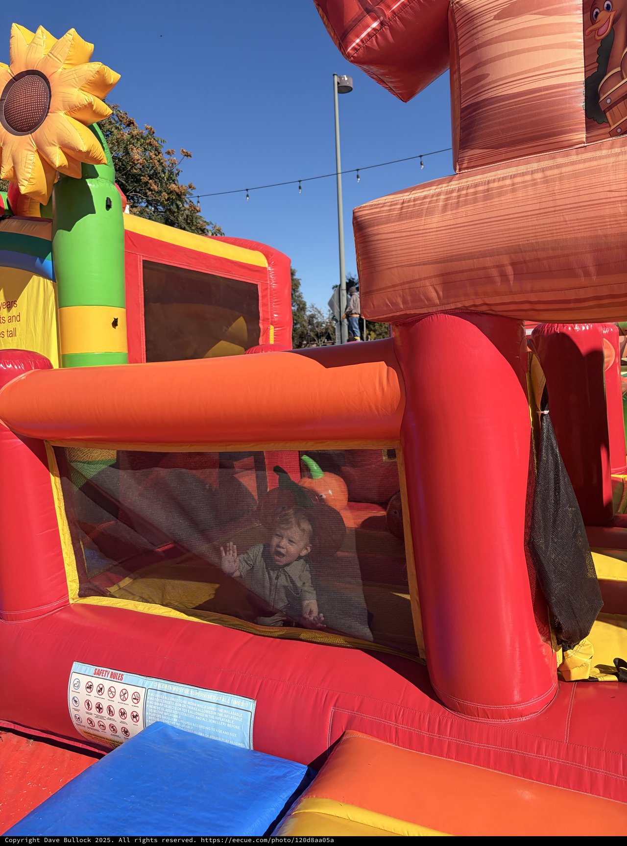 Child Playing in Colorful Inflatable Bounce House