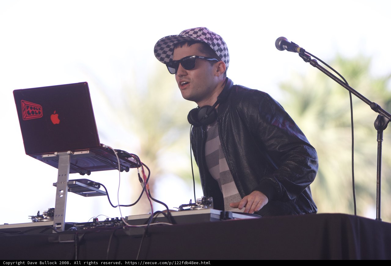 A-Trak playing his laptop at Coachella 2008