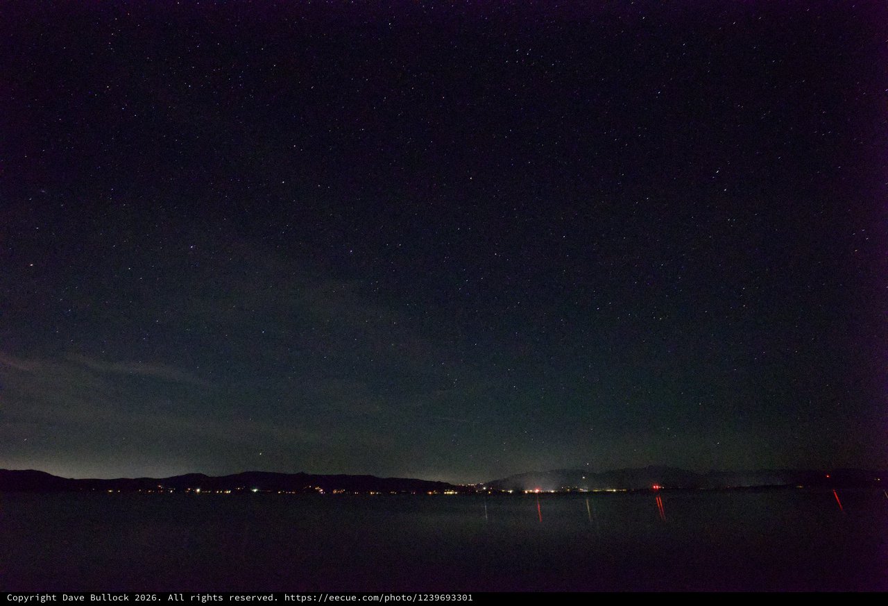 Starlit Night Sky Over Lake Tahoe Shores