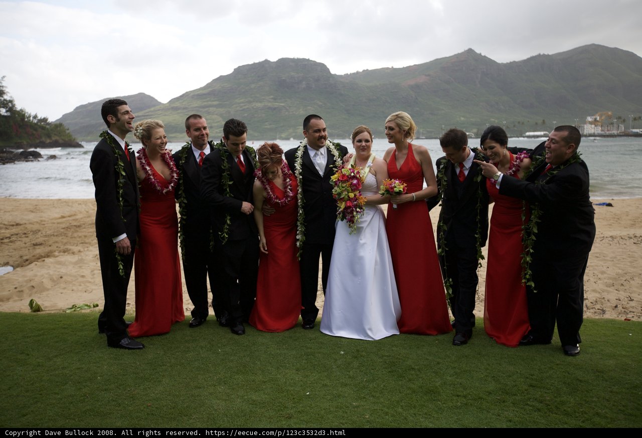 Red Dresses on the Beach