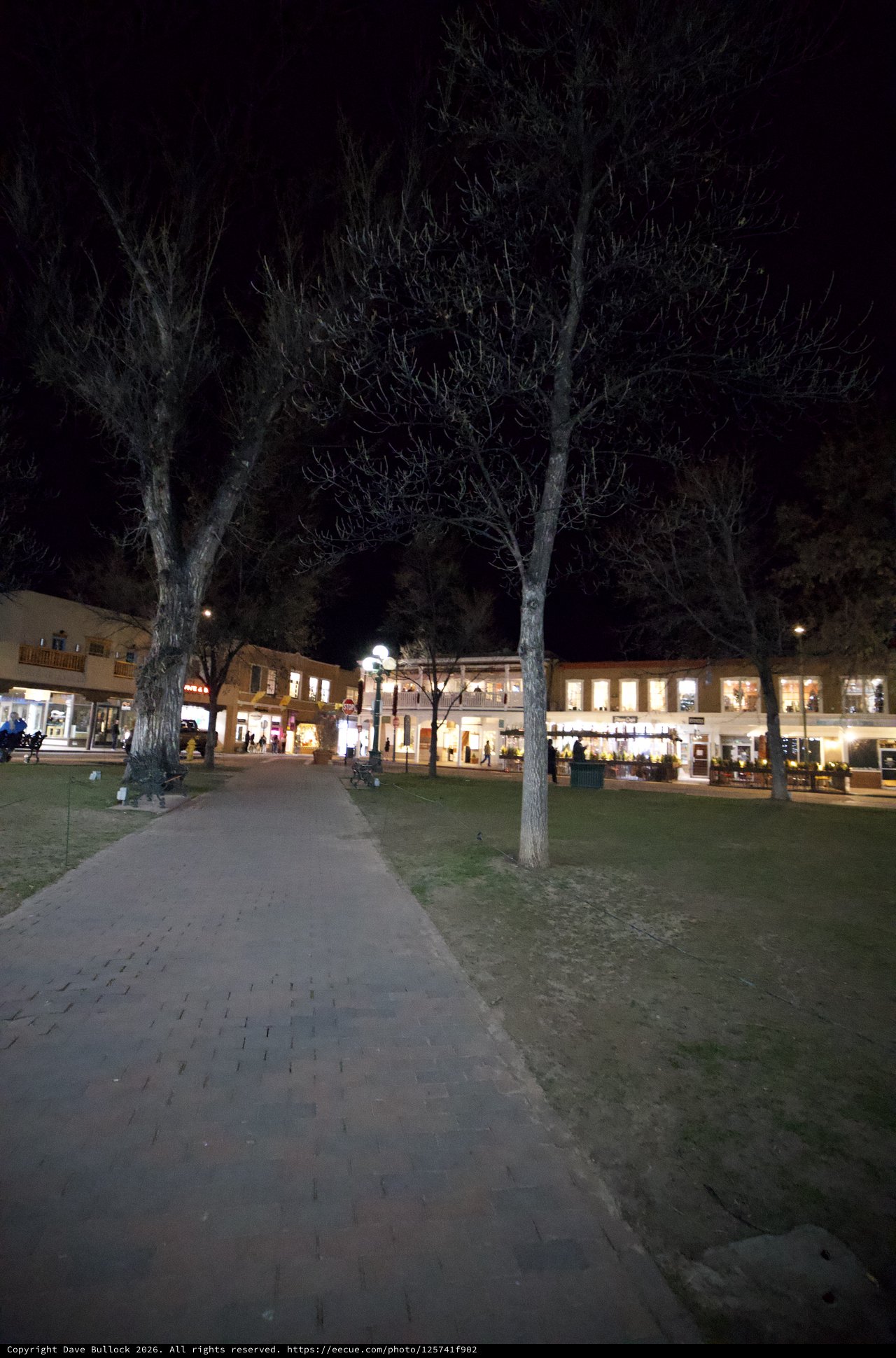 Santa Fe Plaza at Night in Winter