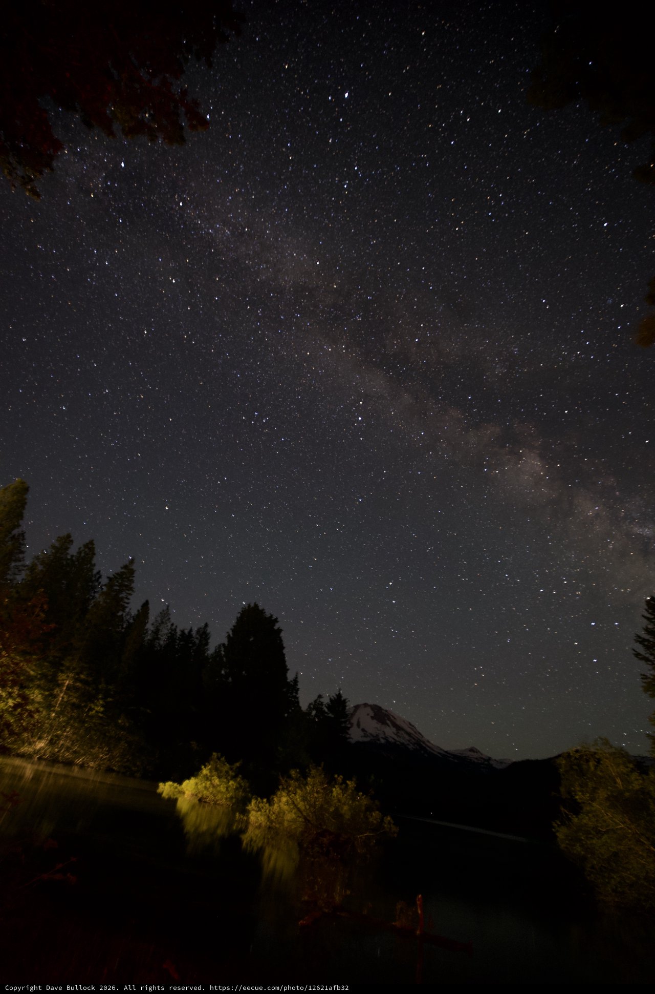 Milky Way Arches Over Mount Lassen at Night