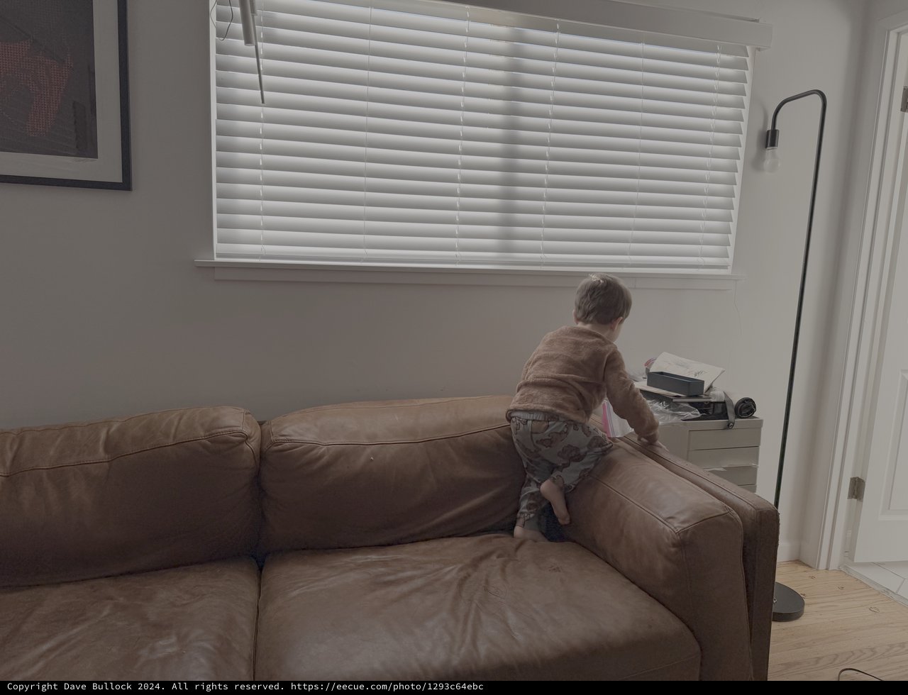 Child Climbing on Living Room Sofa