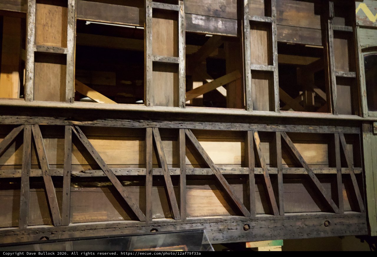 Weathered Wooden Framework and Structural Support Beams